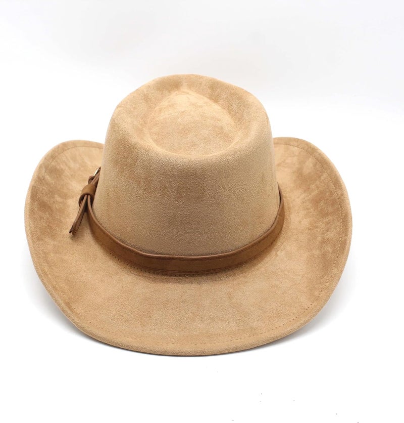 CCAKXCJJ Unisex Western Suede Cowboy Cowgirl Hat Classic Wide Brim Fedora Hat for Men &Women - Image 4